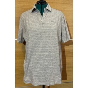 Peter Millar golf polo - grey w/ white stripes- size L
